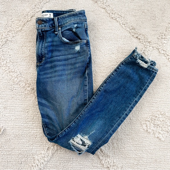 Abercrombie & Fitch Denim - Abercrombie & Fitch Blue Distressed Skinny Jeans